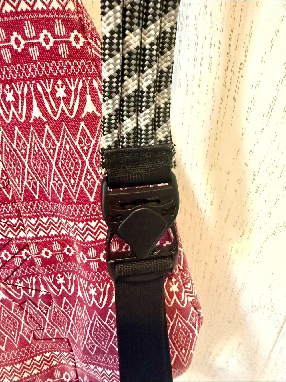 Kavu red Aztec print Crossbody Sling Bag with Black Strap